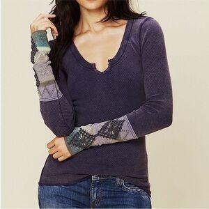 Free People Kombucha Crochet Cuff Thermal top purple rare vampire small